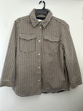 H M Women  s Houndstooth Button Front Jacket xl Black Brown White Lined Pockets