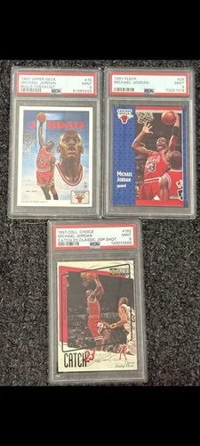 Michael Jordan PSA 9 Graded Card Lot (3) 1991 Fleer, 1991 Upper Deck, 1997 UD