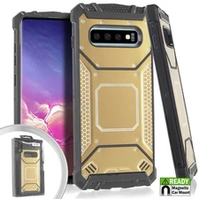 Emax Screw Metal Jacket Case for Samsung Galaxy S10 (6.1") - Gold/Black