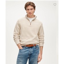 NWT J. Crew Cotton Quarter-Zip Sweater Heather Mist L