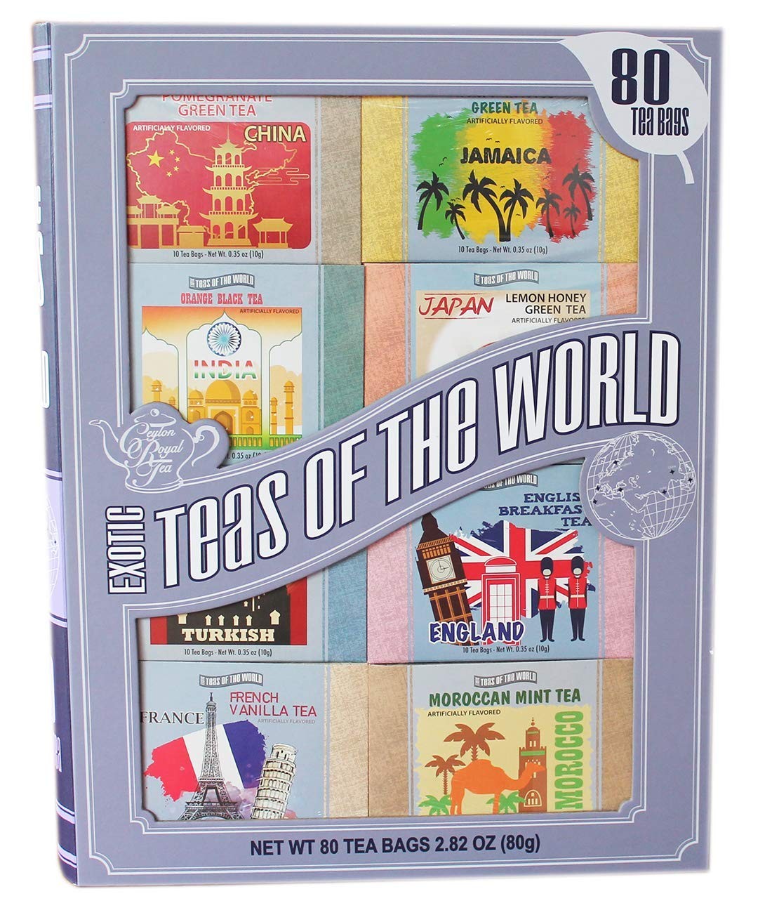 Exotic Teas of The World Gift Set 80 Tea Bags 8 Different Flavors