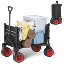 120L Collapsible Beach Wagon Heavy Duty Foldable Garden Cart With 4 Wheels