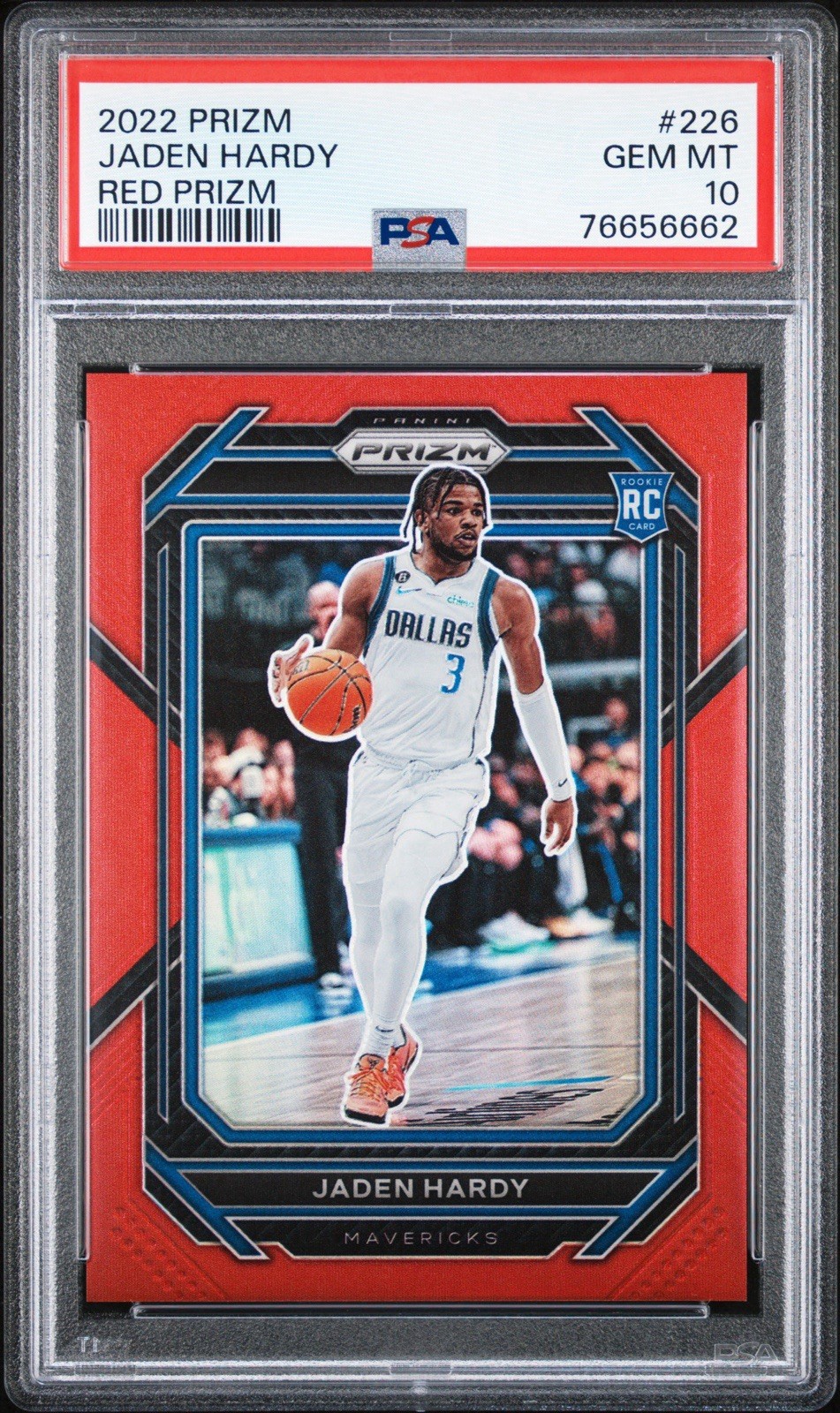 2022 PANINI PRIZM JADEN HARDY #226 RED PRIZM PSA 10 ROOKIE RC DALLAS /299