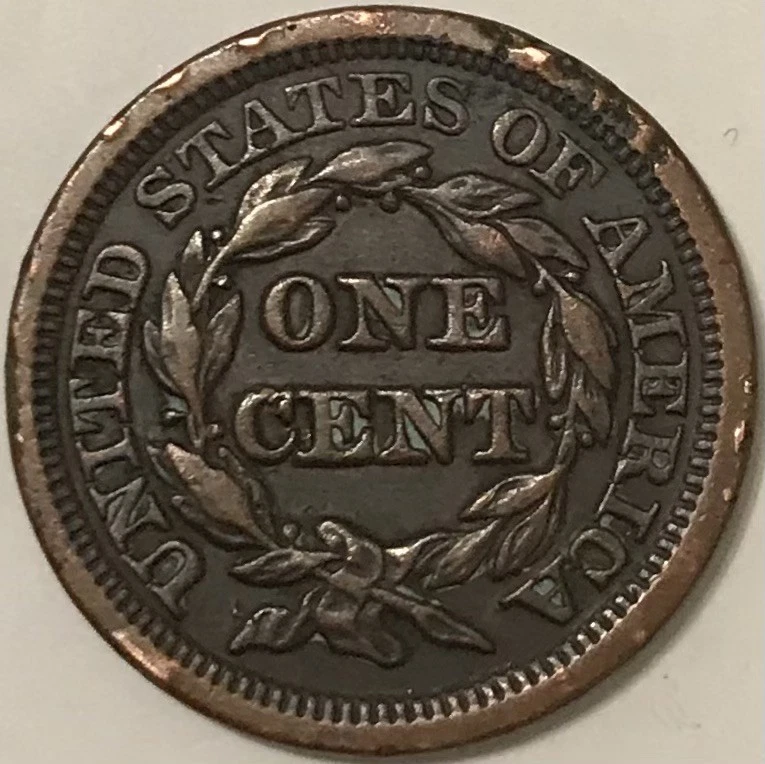 Centavo grande cabello trenzado 1847 XF extremadamente fino Foto 2 de 4