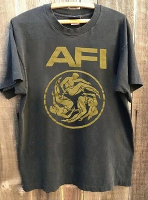  AFI Black Gold Circle Logo Gothic Punk Band Charcoal T shirt Classic