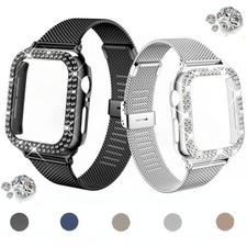 Diamond Case Stainless Steel Strap For iWatch Ultra3 Band S11 10 9 8 7 6 5 4 SE3