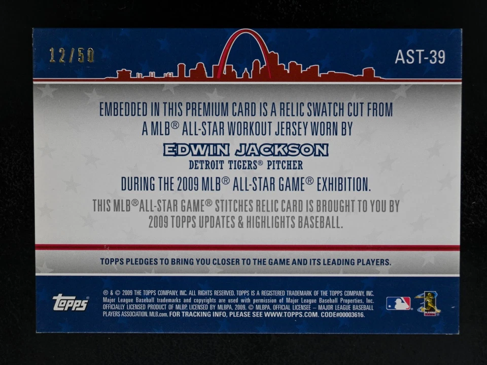 Actualizaciones y aspectos destacados Topps 2009 #AST-39 Edwin Jackson/50 puntadas All-Star dorado Foto 2 de 2