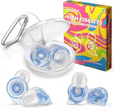 Ear Plugs for Concerts, 2 Pairs High Fidelity Ear Plugs with Acoustic Fil, Blue