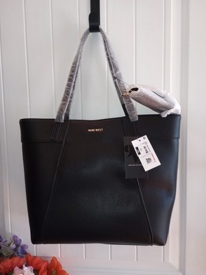 Nine West Black Tote Shoulder Bag w/ Card Holder EUC Used Once Multiple Pockets