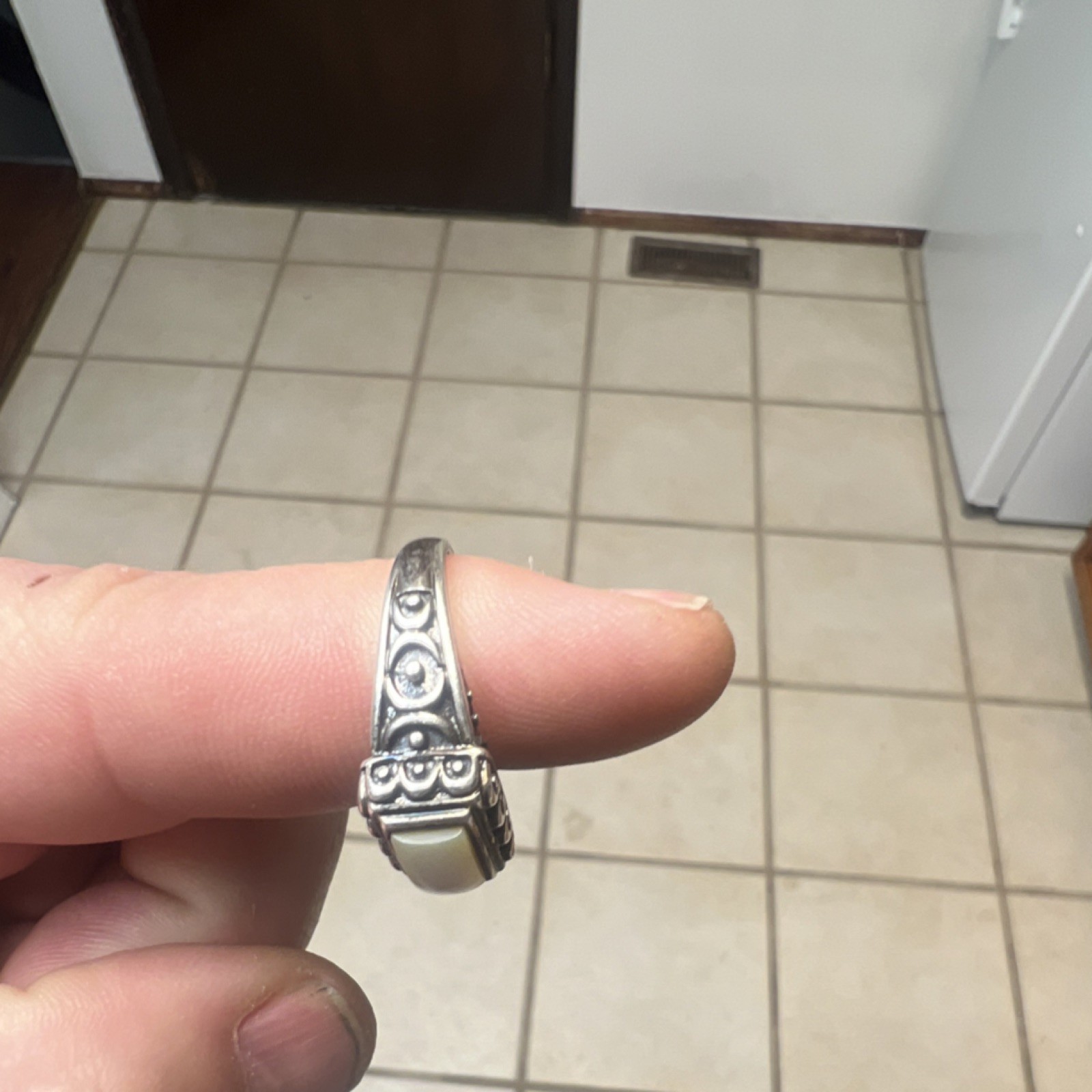 Sterling Silver 925 Moonstone Rectangle Ring Whit… - image 4