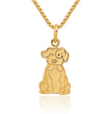 10K Solid Yellow Gold Puppy Necklace