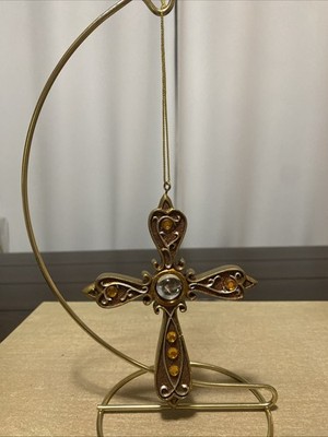 Kurt S. Adler Wooden/Resin Gold Bejeweled Tuscan Cross Christmas Ornament 2016