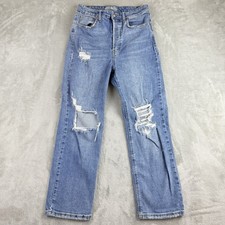 Wild Fable Jeans 8 Blue Denim Stretch High Rise Straight Distressed Stretch