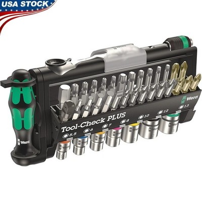 39 Piece Tool-Check Plus Bits Assortment Ratchet Sockets Set Kit Tools New