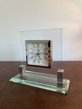 Schwebende Kaminuhr aus Glas & Chrom Quarz r�...