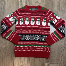 Kids Boys Girls Ugly Christmas Sweater Snowman Fair Isle Knit Size 11 12
