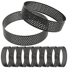  10 PCS Tart Molds for Baking Perforated Ring Cake and Pastry Rings Dessert Bake