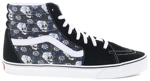 VANS Sk8 Hi, Flash Skulls Black / True White / Blue, Mens 