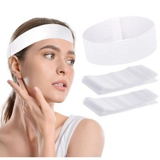 100 Pieces Disposable Facial Headbands for Women Individual Wrapped Elastic M...