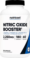 Nitric Oxide Booster 2250Mg, 180 Capsules - 750Mg per Casule, 60 Servings - Glut