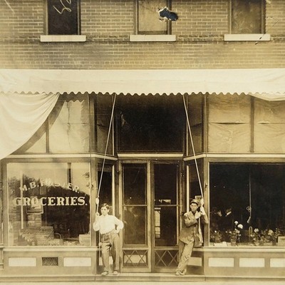 M.B. Foster Groceries Columbus Kansas Storefront RPPC 1909 Real Photo Postcard