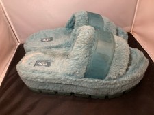 UGG Womens Fluffita Slides Clear Water Platform Sandal Shearling Blue 1131971