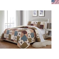 Fancy Collection 3 Pc Quilted Bedspread Over Size New King/California King, B...
