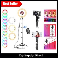 RGB & Bluetooth-Enabled 10 Inch LED Ring Light with Tripod for Camera and Phones