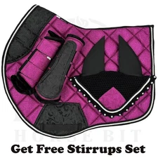 Euro Horse Matchy Jumping Saddle Pad Set, Ear Net/Brushing Boots/Bell Boots