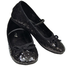 Flat Ballet Glitter Child Black - Ellie Shoes