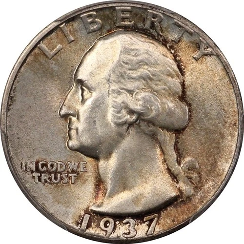 1937 PCGS MS64 Near Gem BU Washington Quarter- Lustrous, Original, Nicely Toned!