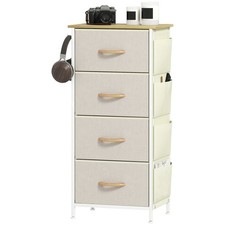 HOMCOM Fabric Chest of Drawers, 4 Drawer Dresser for Bedroom, Beige