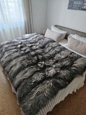 Fuchsdecke Silberfuchs Fuchsfell Decke Pelz Pelzdecke Echtfell