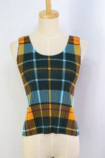 PLEATS PLEASE Blue/Orange Sleeveless Tank Top 064 9538
