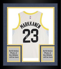 Framed Lauri Markkanen Utah Jazz Signed Nike White Association Swingman Jersey