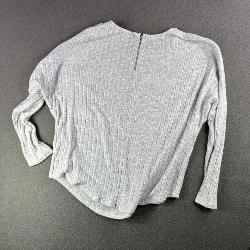 Suéter Sobre Verde Mujer L Acanalado Top Gris Ligero Informal Hecho en EE. UU. Foto 3 de 4