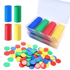 200pcs Math Counters,1 Inch Bingo Chips,4 Colors with Storage Box Plastic Poker