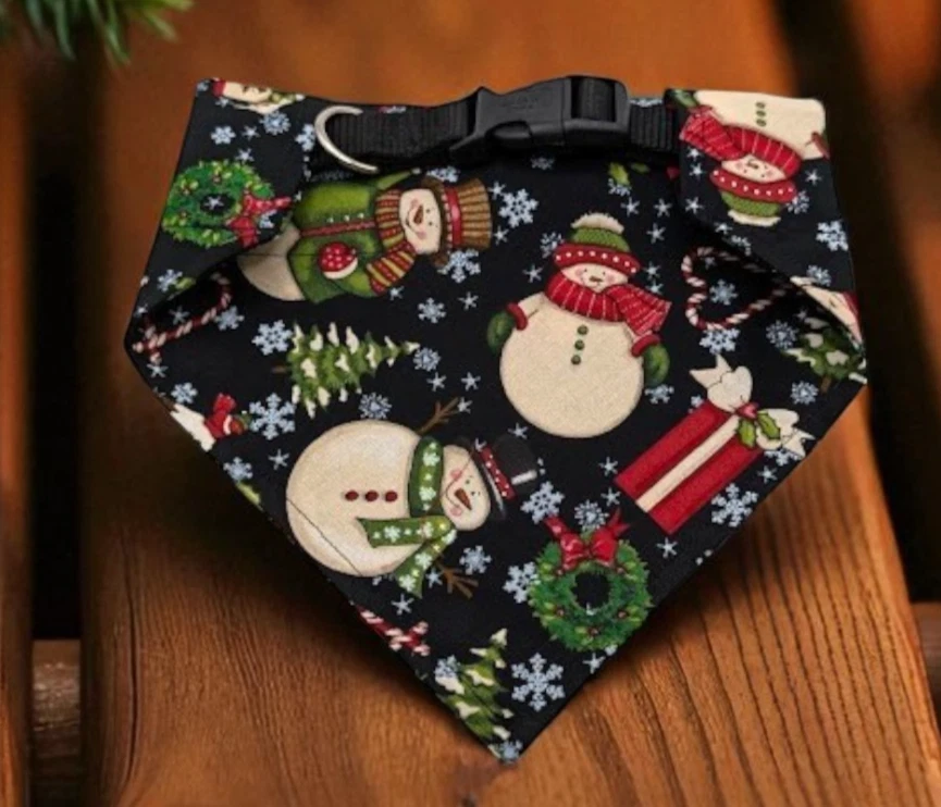 Muñeco de nieve de Navidad para perro pañuelo sobre el cuello pañuelos deslizables en bufanda muñecos de nieve Foto 2 de 4