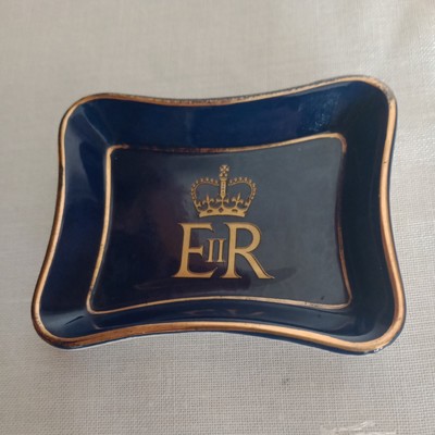 Vintage Queen Elizabeth Krönung 1953 blau Schmuck Schale Kanalinseln GB