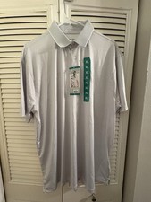 Hickey Freeman Polo Men's XL White Geometric Golf Short Sleeve Wicking Stretch