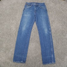 Vintage 90s Wrangler Jeans Mens Fit 30x34 Blue Western Rugged Wear Made in USA