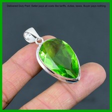 Sterling Silver Peridot Gemstone August Daughter Ethnic Trendy Pendant Jewelry