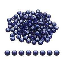 100Pcs 6mm Round Ceramic Porcelain Beads, Blue