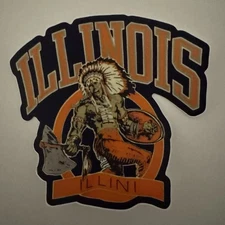 Warrior Chief Illiniwek University of Illinois Vinyl Sticker 3" x 2.88" +/-