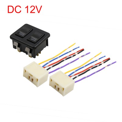 Auto Fensterheber Schalter Doppelschalter 5-Pin mit Kabelsatz DC 12V 3 in 1