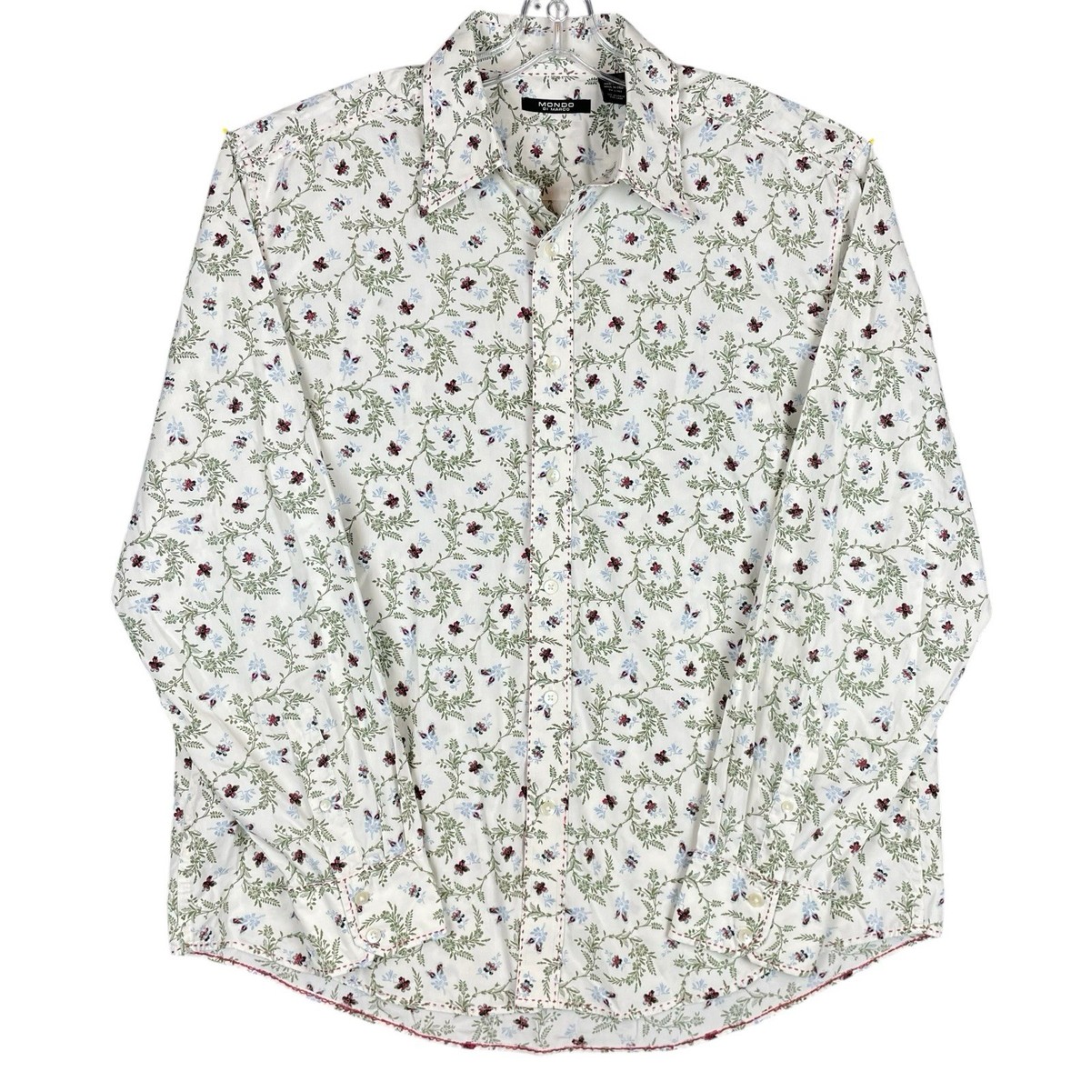 Mondo Di Marco Casual Shirt Mens 2XL White Multicolor Floral Long