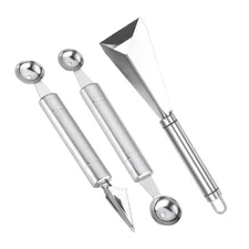 3 PCS Fruit Carving Tools Stainless Steel Vegetable Knife Melon Baller