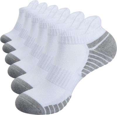 TANSTC Athletic Running Ankle Socks,6Pairs Cushioned Low Cut Anti-Blister Tab Sp