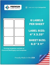 Premium Label Supply White Sticker FBA Labels – 4" x 3.33" 150 Labels, 