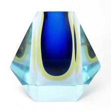 Murano Glass Vase Block Vase Sommerso Venetian Glass Italy Vintage RARE SHAPE